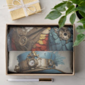  rode & witte steampunk papegaai tissuepapier (Geschenk)