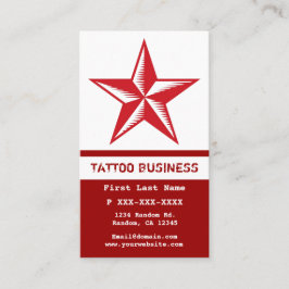 Rode witte ster tattoo visitekaartjes