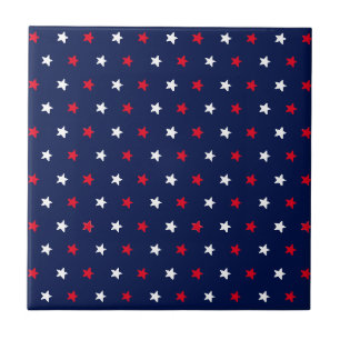 Rode witte sterren, blauw-amerikaans stijlpatroon tegeltje