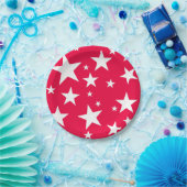 Rode Witte sterren Elegant Kerstmis Sjabloon Papieren Bordje (Feest)