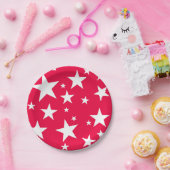 Rode Witte sterren Elegant Kerstmis Sjabloon Papieren Bordje (Feest)