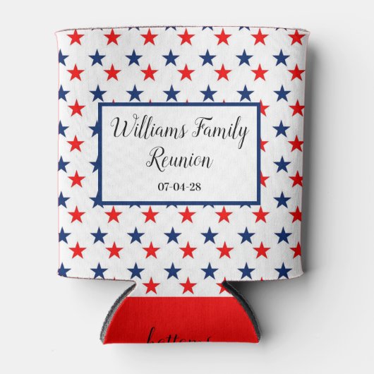 Rode witte sterren juli hereniging hereniging blikjeskoeler (Voorkant)