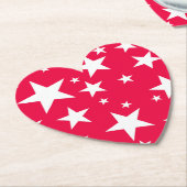 Rode Witte sterren Kerstmis Elegant Sjabloon Kartonnen Onderzetters (Gekanteld)