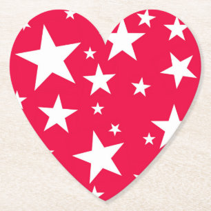 Rode Witte sterren Kerstmis Elegant Sjabloon Kartonnen Onderzetters