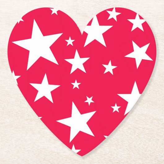 Rode Witte sterren Kerstmis Elegant Sjabloon Kartonnen Onderzetters (Voorkant)