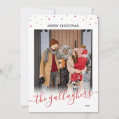 Rode witte sterren Naam in Manuscript kerstfoto Feestdagenkaart (Voorkant)