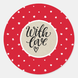 Rode Witte Sterren Whimsical Landelijk Kraft Met L Ronde Sticker