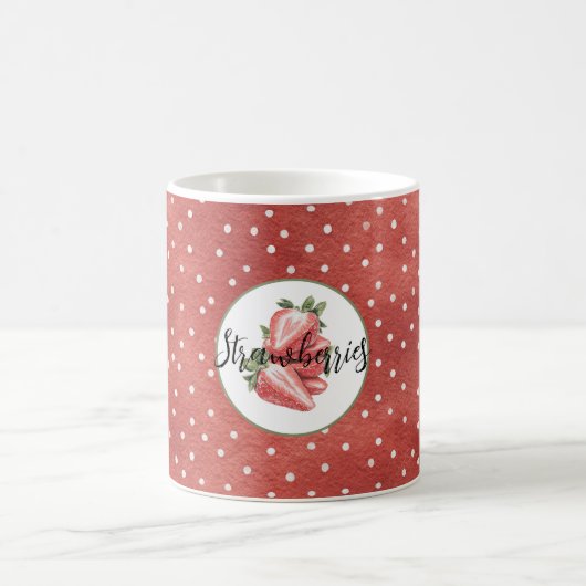 Rode Witte Stippen Aardbeien Fruit   Koffiemok (Center)