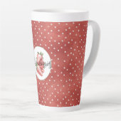 Rode Witte Stippen Aardbeien Fruit   Latte Mok (Rechterhoek)