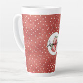 Rode Witte Stippen Aardbeien Fruit   Latte Mok (Linkerhoek)