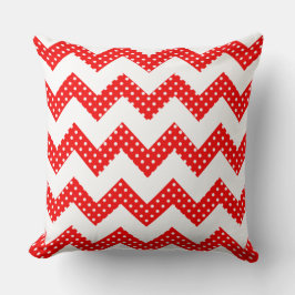 Rode Witte Stippen Chevron Sierkussen
