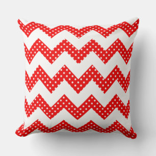 Rode Witte Stippen Chevron Sierkussen