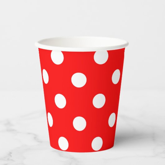 Rode witte stippen ontwerp papieren bekers (Voorkant)