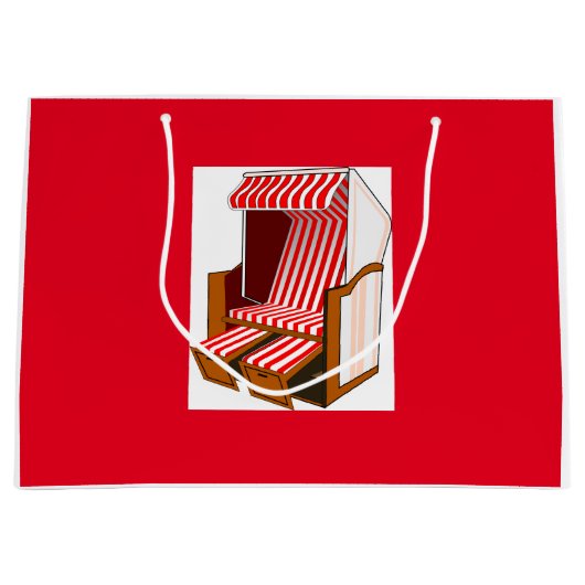 Rode & Witte Strandstoel Thema Feest Cadeautas (Voorkant)