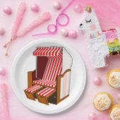 Rode & Witte strandstoel themafeest papieren borde Bordje (Feest)