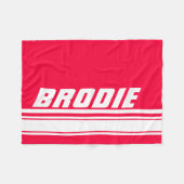 Rode witte streep, aangepaste naam fleece blanket deken (Voorkant (Horizontaal))