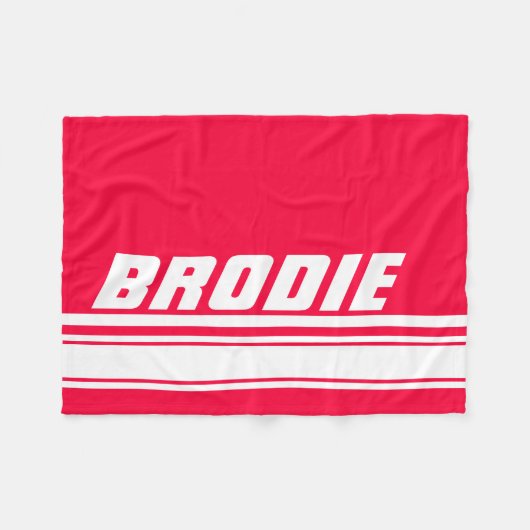 Rode witte streep, aangepaste naam fleece blanket deken (Voorkant (Horizontaal))