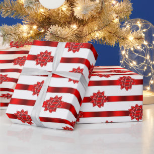Rode Witte Streep Kerst Strikken Vakantie Cadeaupapier