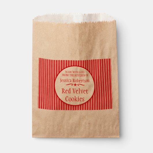 Rode witte streep met kerstruil aangepaste bakzakk bedankzakje (Voorkant)