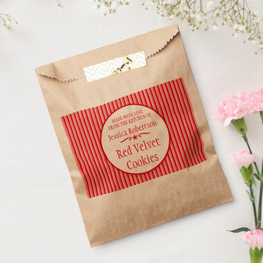 Rode witte streep met kerstruil aangepaste bakzakk bedankzakje (Gezegeld)