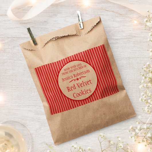 Rode witte streep met kerstruil aangepaste bakzakk bedankzakje (Geknipt)