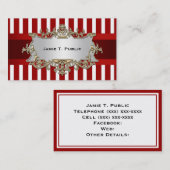 Rode witte streep, rood lint, goudvormig etiket visitekaartje (Voorkant / Achterkant)