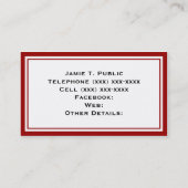 Rode witte streep, rood lintje, goudvormig etiket  visitekaartje (Achterkant)