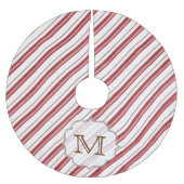 Rode Witte Streep Snoep Monogram Initiaal Boomrok Kerstboom Rok (Voorkant)