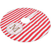 Rode witte streep Snoep Monogram Initiaal Kerstboom Rok (Gekanteld)