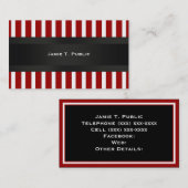 Rode & witte streep, zwart lint visitekaartje (Voorkant / Achterkant)