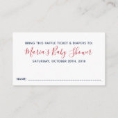 Rode witte strepen Baby showers luier Raffle Ticke Informatiekaartje (Achterkant)