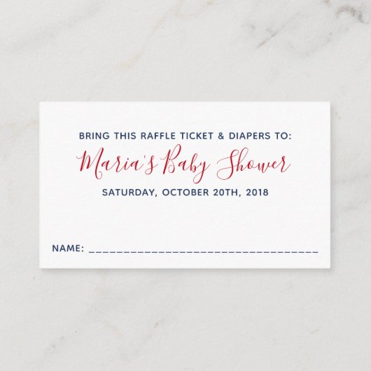Rode witte strepen Baby showers luier Raffle Ticke Informatiekaartje (Achterkant)