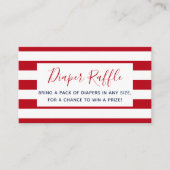 Rode witte strepen Baby showers luier Raffle Ticke Informatiekaartje (Voorkant)