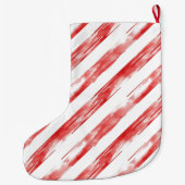 Rode witte strepen Christmas Gold Glitter Grote Kerstsok (Achterkant)