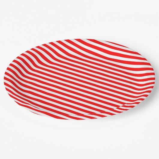 Rode witte strepen Circus Carnaval Kids Verjaardag Papieren Bordje (Gekanteld)