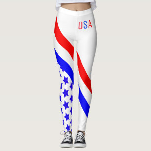 Rode witte strepen en sterren leggings