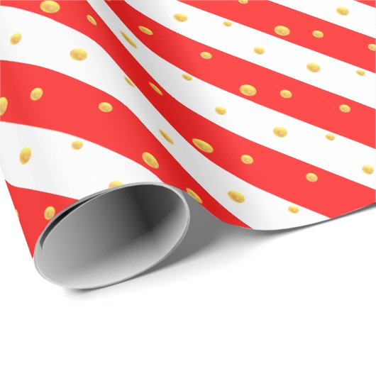 Rode witte strepen en Stippen Cadeaupapier (Rol Hoek)