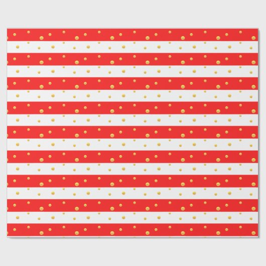 Rode witte strepen en Stippen Cadeaupapier (Vlak)
