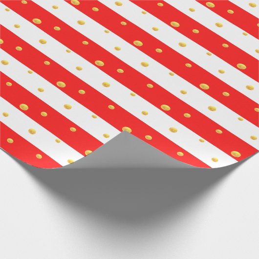 Rode witte strepen en Stippen Cadeaupapier (Hoek)