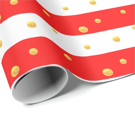 Rode witte strepen en Stippen Cadeaupapier (Rol Hoek)