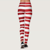 Rode & Witte Strepen Feestelijke Kerstmis Leggings (Achterkant)