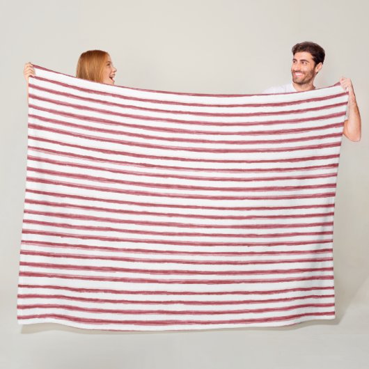 Rode Witte Strepen Fleece Deken (In situ)
