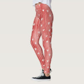 Rode Witte Strepen Harten Leggings (Links)