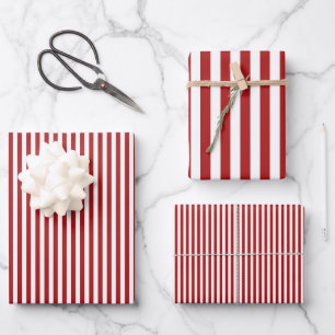 Rode & Witte Strepen Inpakpapier Vel