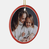Rode & Witte Strepen Kerstman Custom Photo Xmas Keramisch Ornament (Rechts)