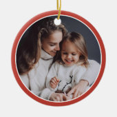 Rode & Witte Strepen Kerstman Custom Photo Xmas Keramisch Ornament (Voorkant)