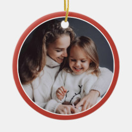 Rode & Witte Strepen Kerstman Custom Photo Xmas Keramisch Ornament