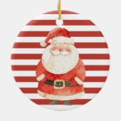 Rode & Witte Strepen Kerstman Custom Photo Xmas Keramisch Ornament (Achterkant)