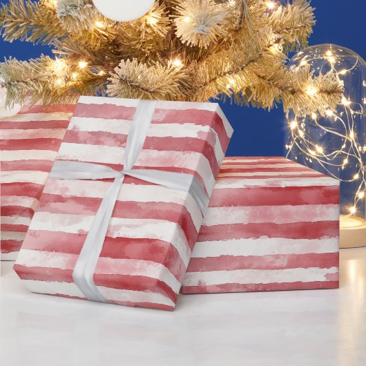 Rode Witte Strepen Kerstmis Cadeaupapier (Feestdagen)