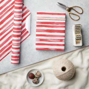 Rode Witte Strepen Kerstmis Cadeaupapier
